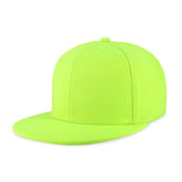 CHOK.LIDS Flat Bill Visor Classic Snapback Hat Blank Adjustable Brim High Top End Trendy Color Style Plain Tone Baseball Cap (Neon Green)
